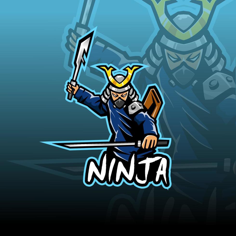 Ninja esport mascot logo design vector