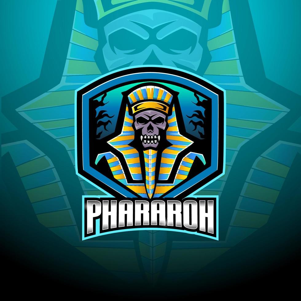 diseño del logotipo de la mascota del faraón esport vector