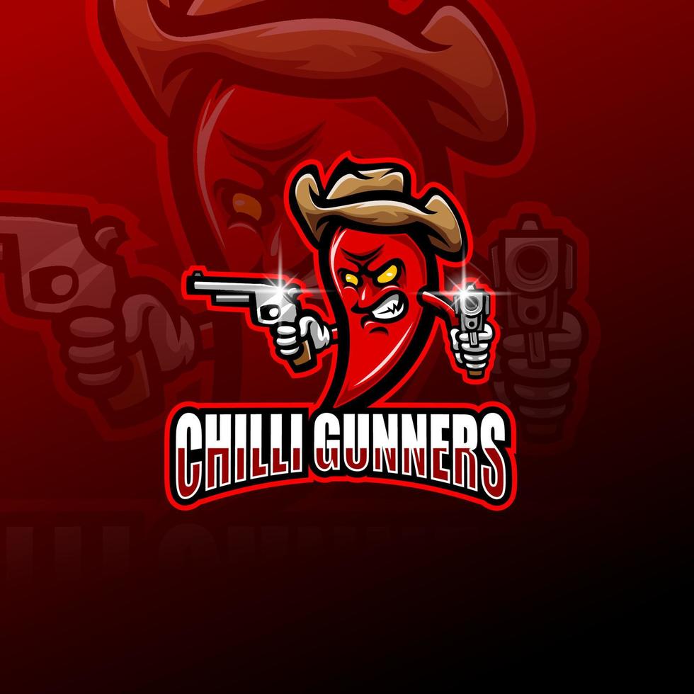 Chilli gunners esport mascot logo vector