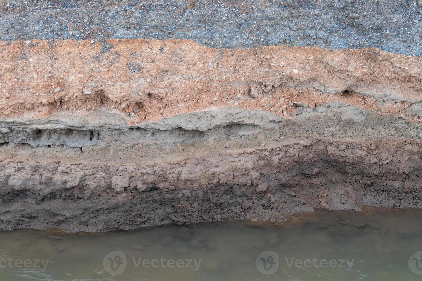 la grava subterránea debajo de la carretera se erosionó. foto