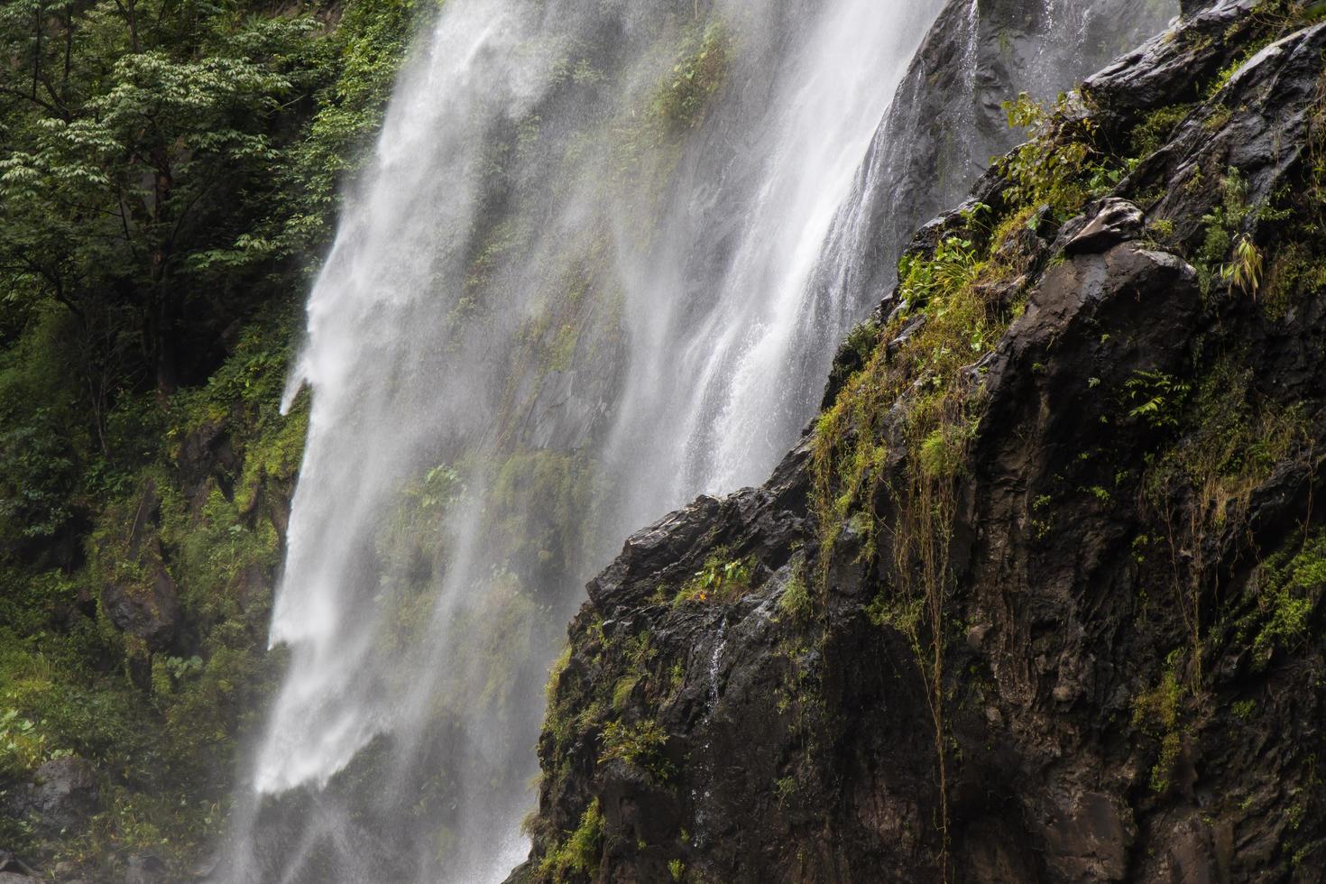 Close waterfall rocks. photo