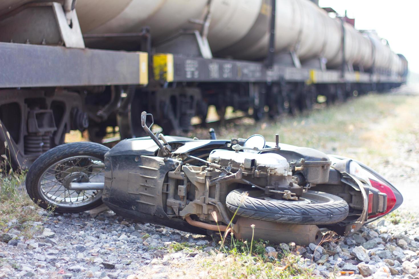 Truck crashes motorcycle. photo