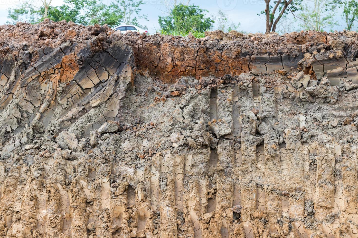 Soil layer traces excavator. photo