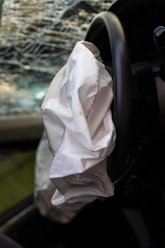 Airbag accident with broken glass. photo