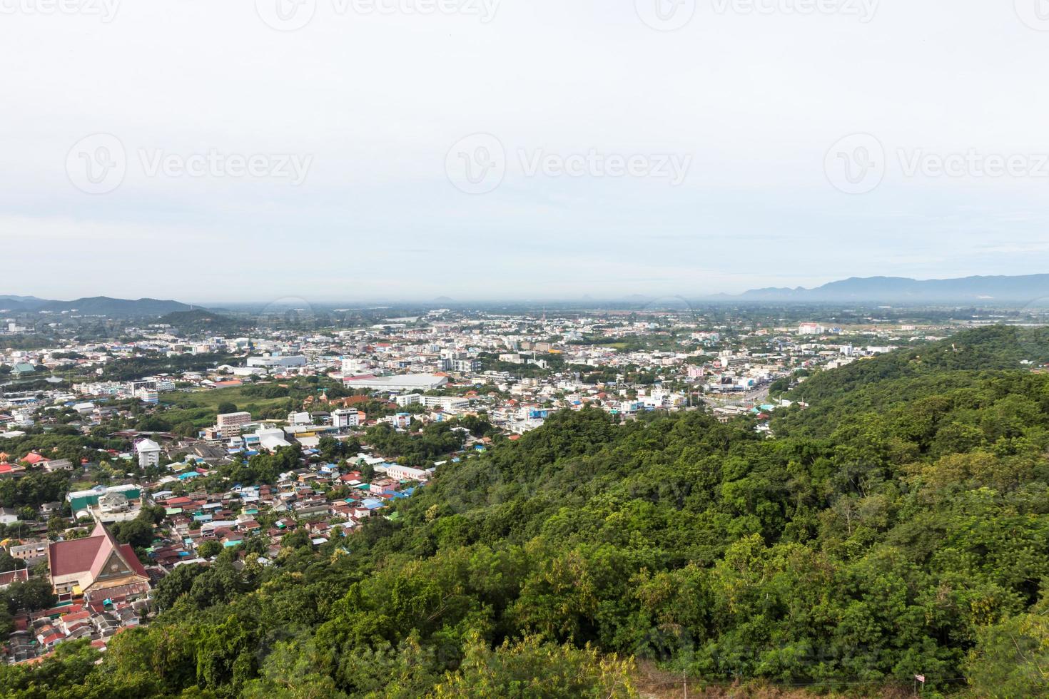 View from above city and mountain. photo
