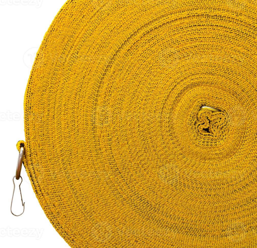 Yellow threaded rope surface. photo
