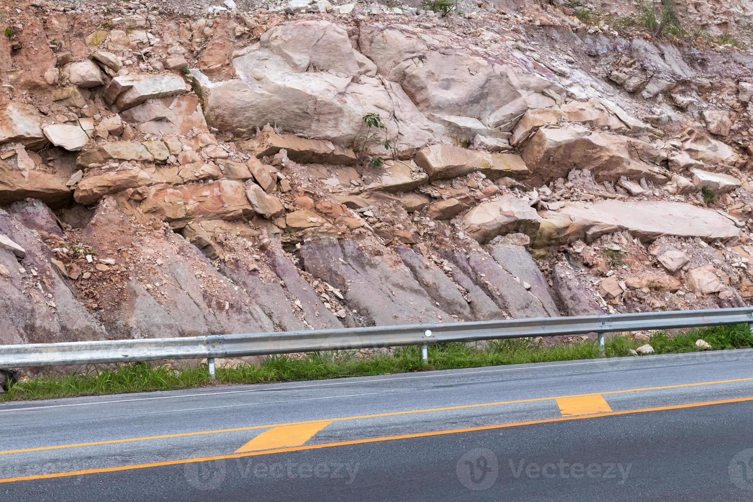 Large cliffs near the road. photo