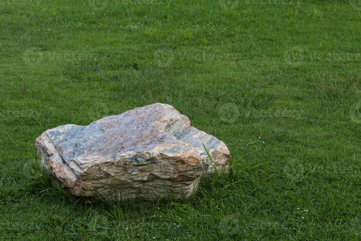 grandes piedras colocadas en el césped. foto