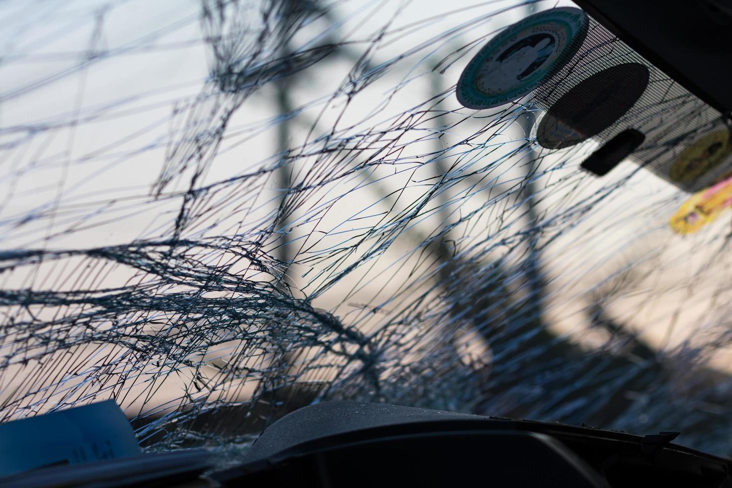 Inside windshield cracks. photo