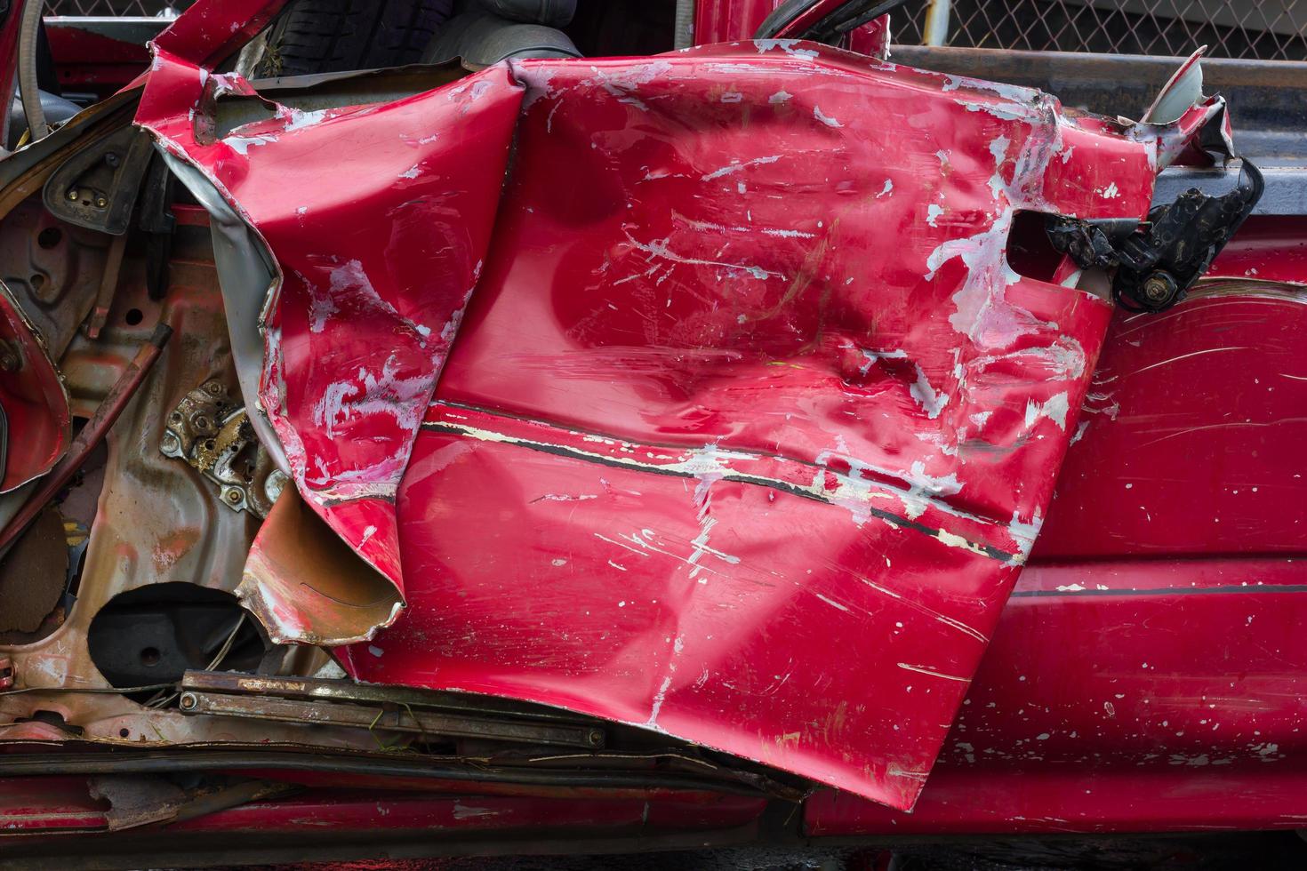 Old red door car was demolished. photo