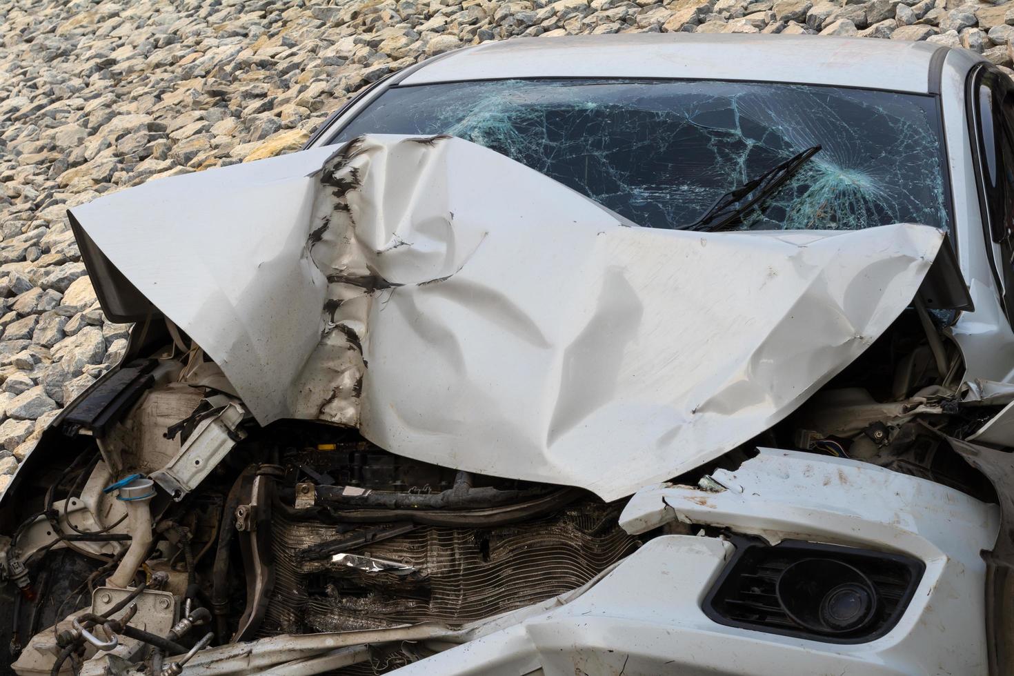 Cars demolished rock floor. photo