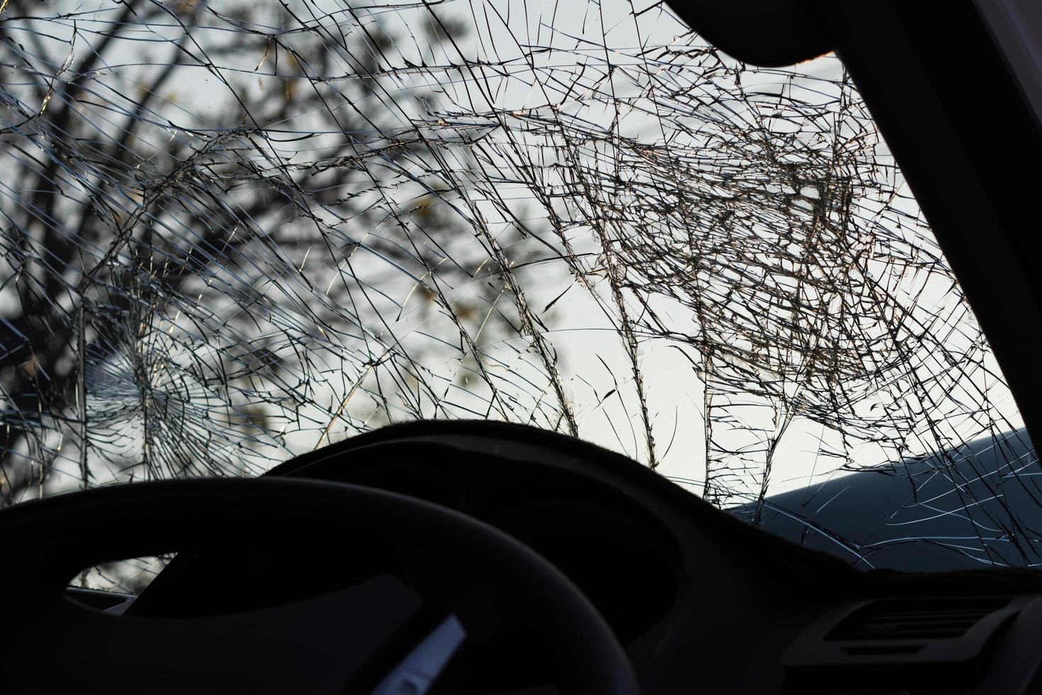 Inside windshield cracks. photo