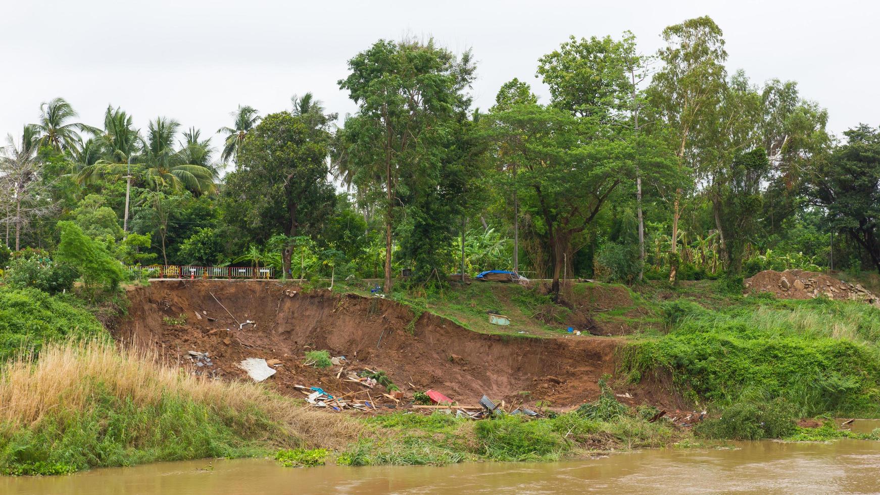 Landslide river debris. photo