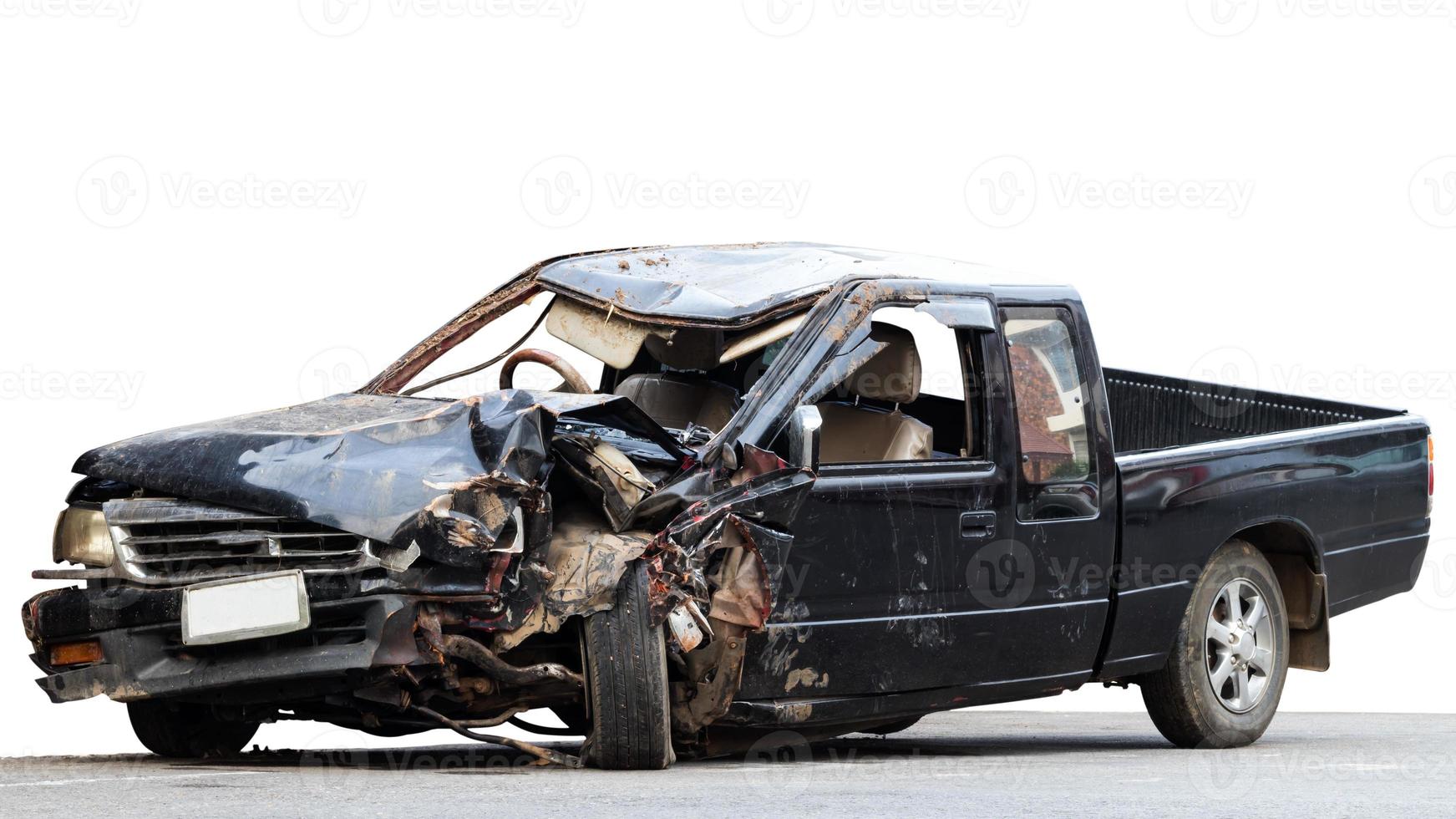 Car pickup with accidental wreck photo