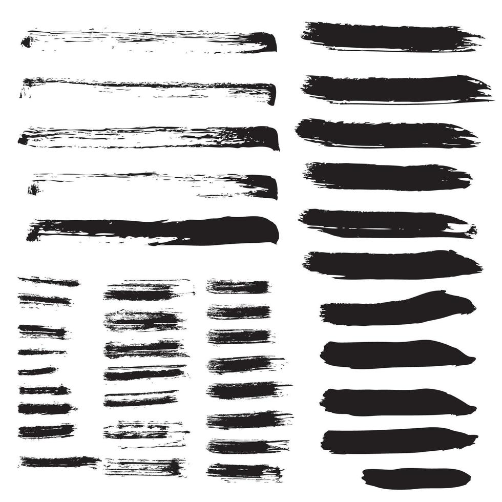 Set of different grunge brush strokes. vector