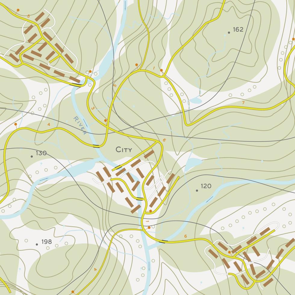 Topographic map with roads vector