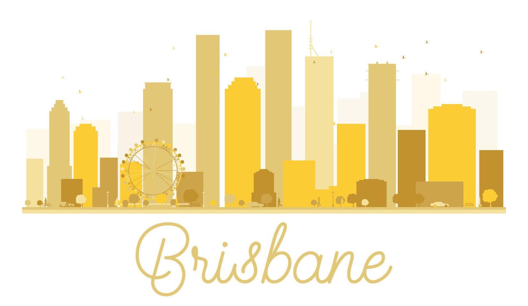 silueta dorada del horizonte de la ciudad de brisbane. vector