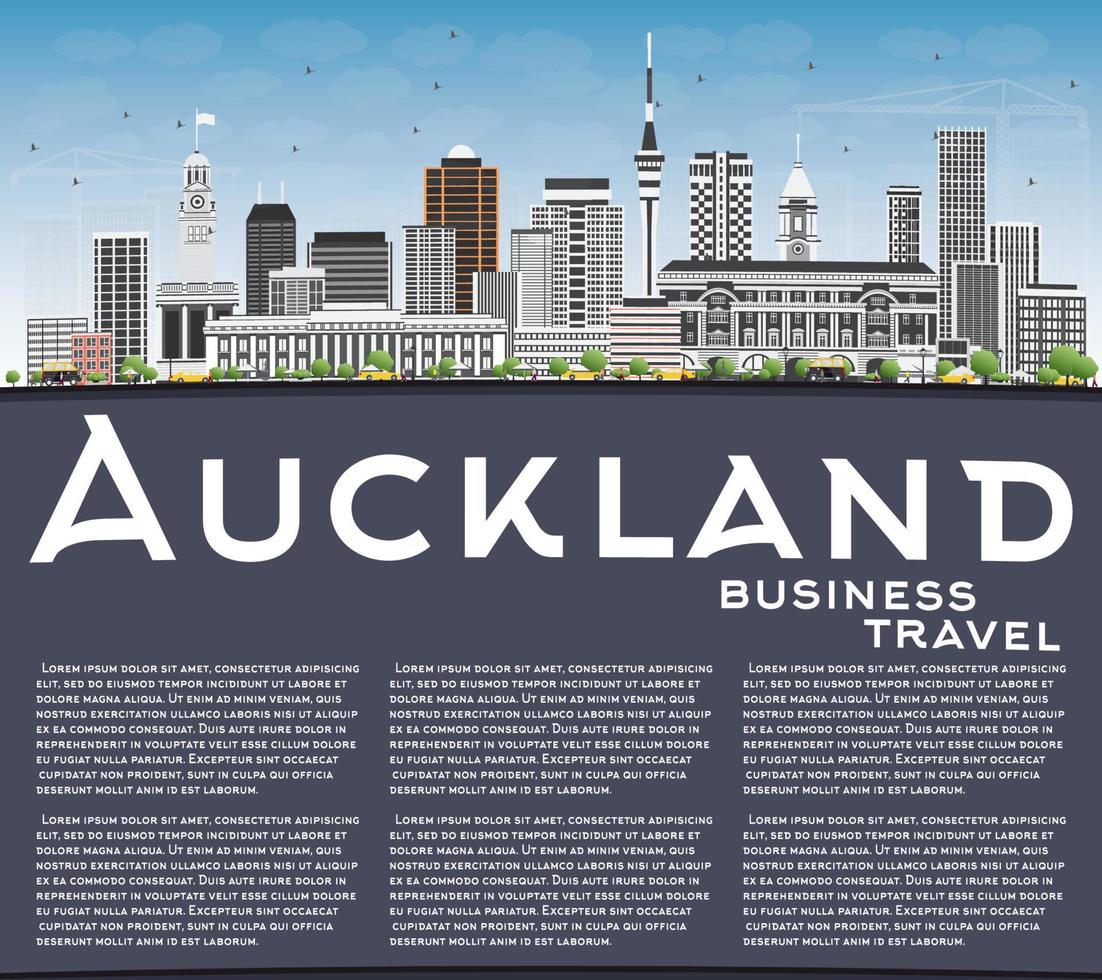 Auckland Skyline with Gray Buildings, Blue Sky and Copy Space. vector