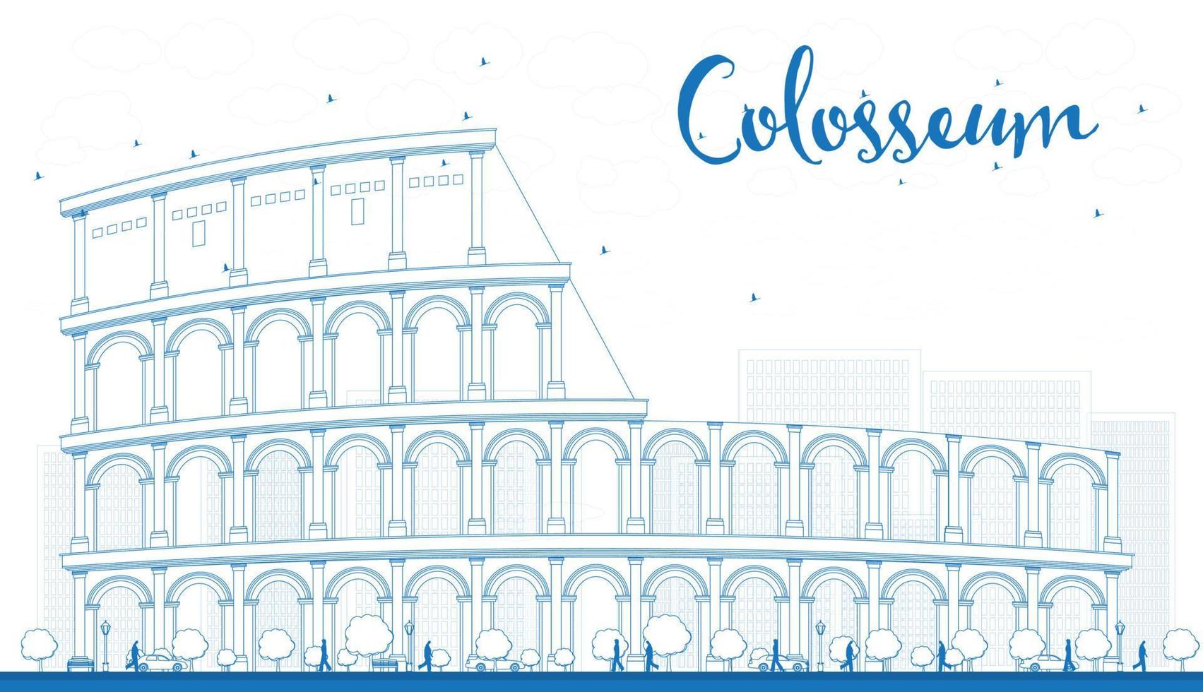 Outline Colosseum in Rome. Italy. Vector illustration.