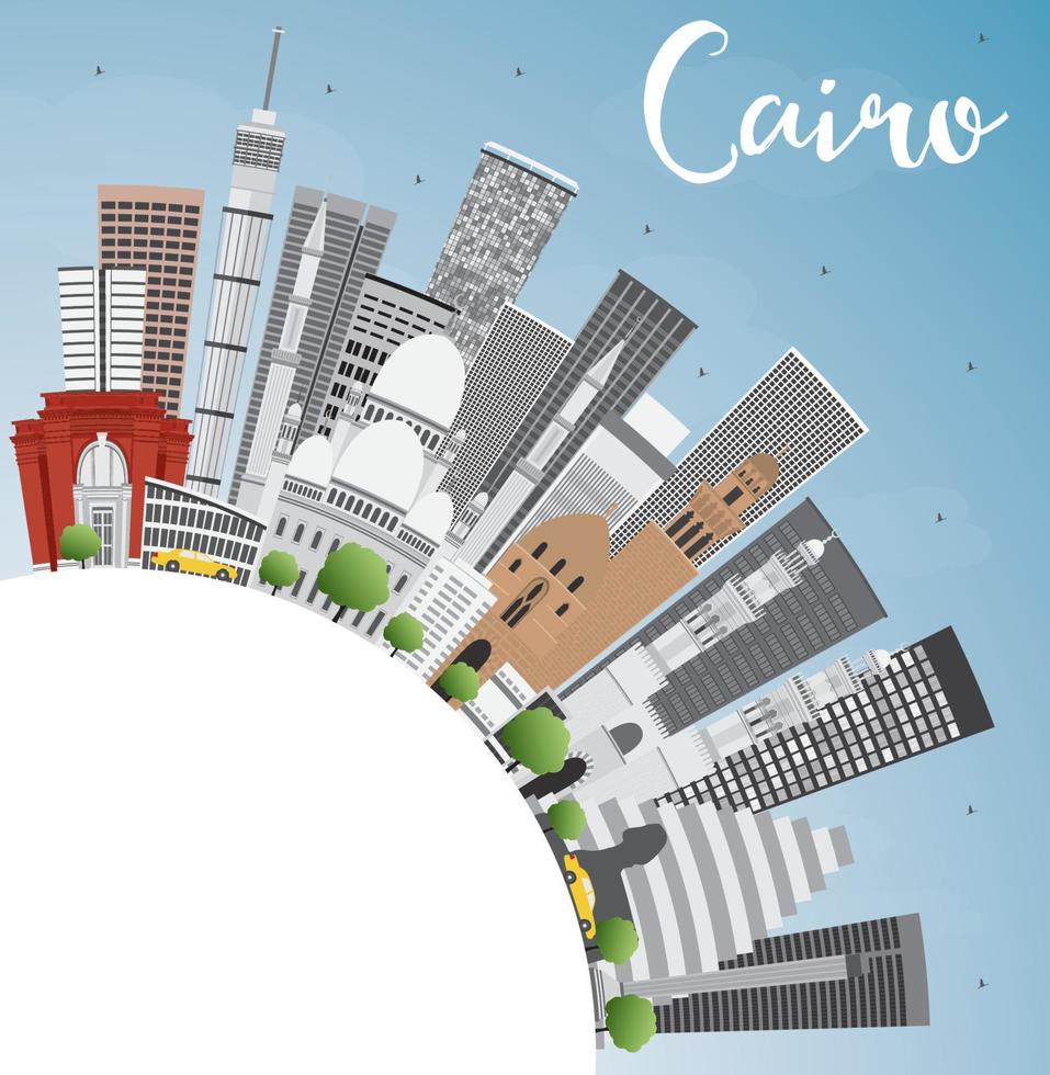 Cairo Skyline with Gray Buildings, Blue Sky and Copy Space. vector