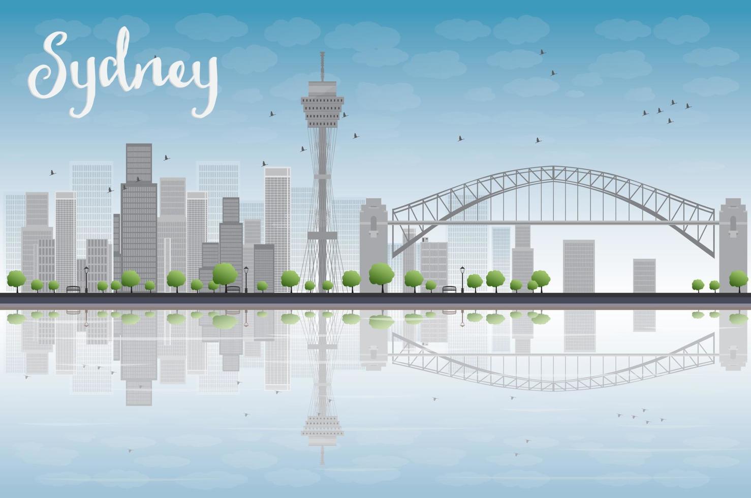 horizonte de la ciudad de Sydney con cielo azul y rascacielos vector