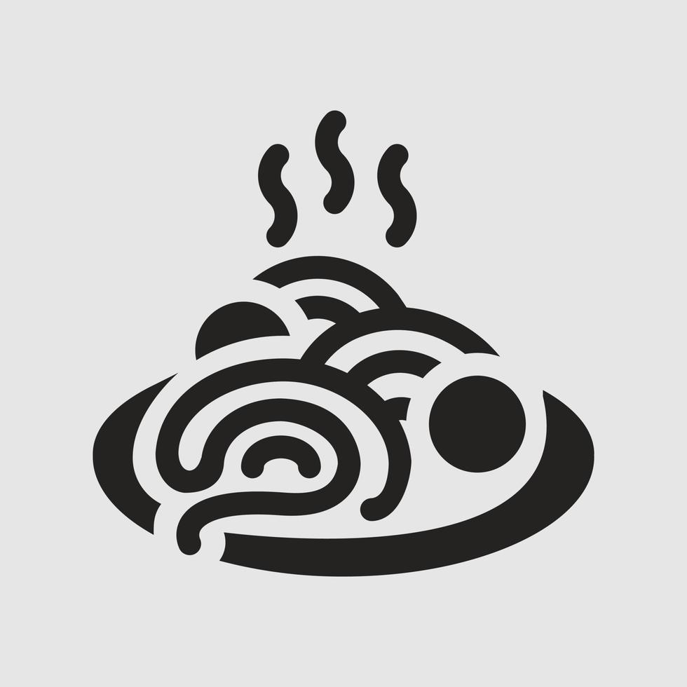 noodle and spaghetti illustration. solid icon, glyph, silhouette. vector