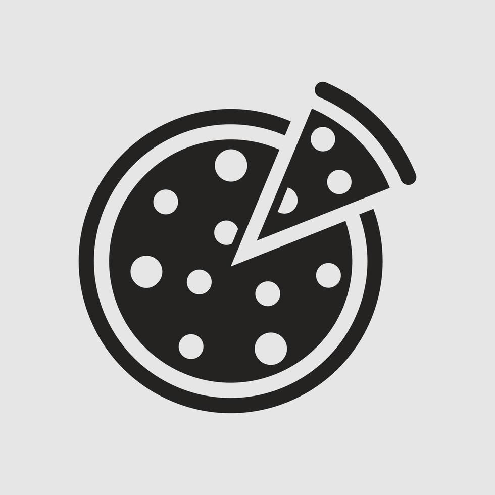 ilustración de una bandeja de pizza, comida rápida. icono sólido, glifo, silueta. vector