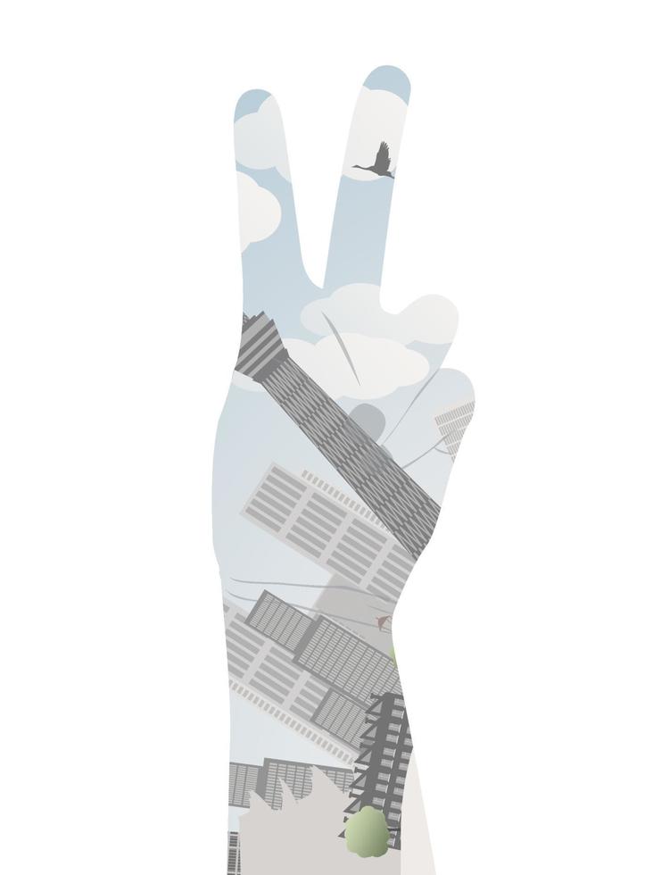 Vector illustration of a hand with victory sign