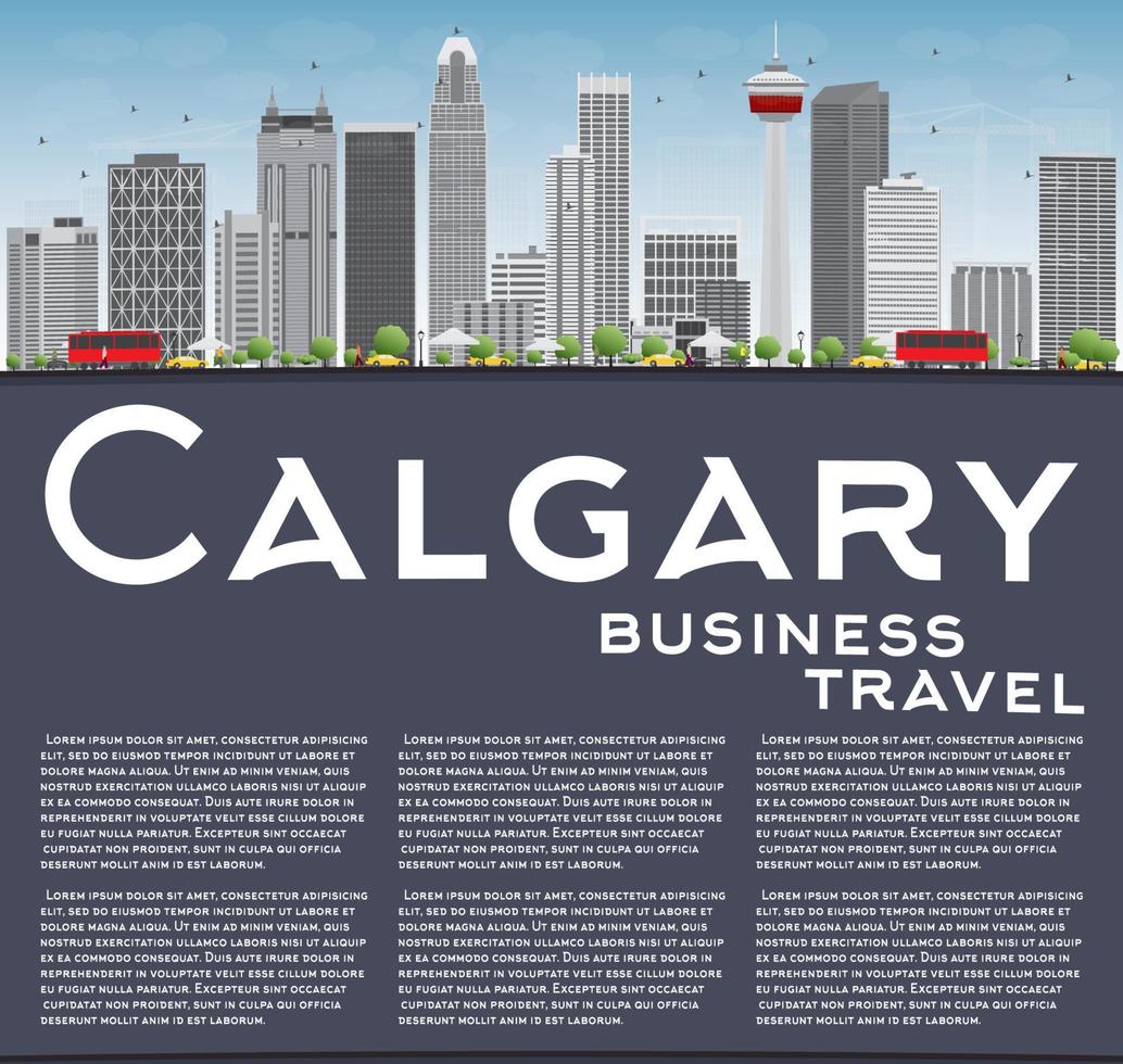 Calgary Skyline with Gray Buildings, Blue Sky and Copy Space. vector