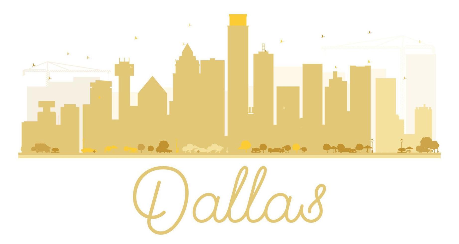 silueta dorada del horizonte de la ciudad de dallas. vector