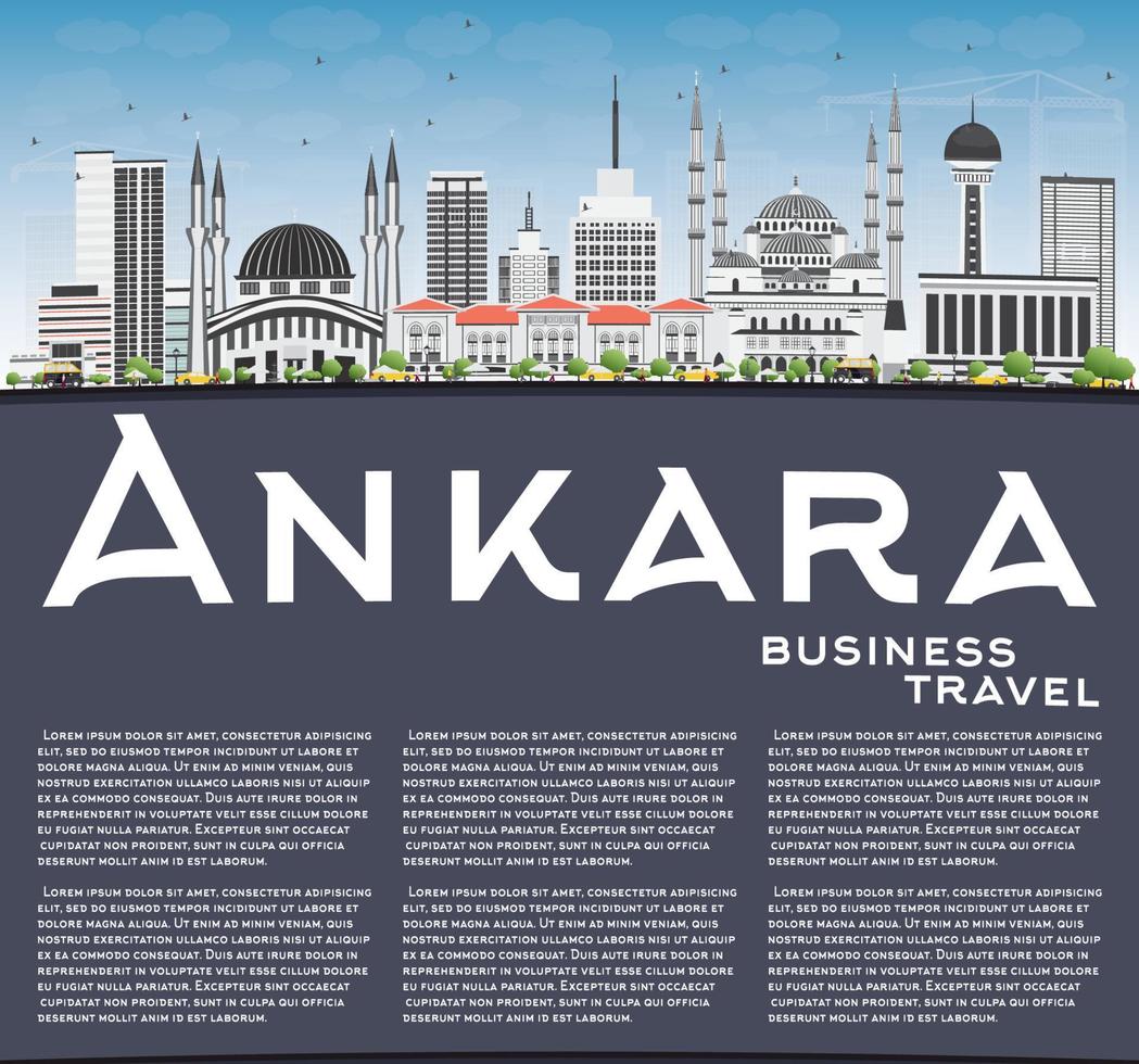 Ankara Skyline with Gray Buildings, Blue Sky and Copy Space. vector