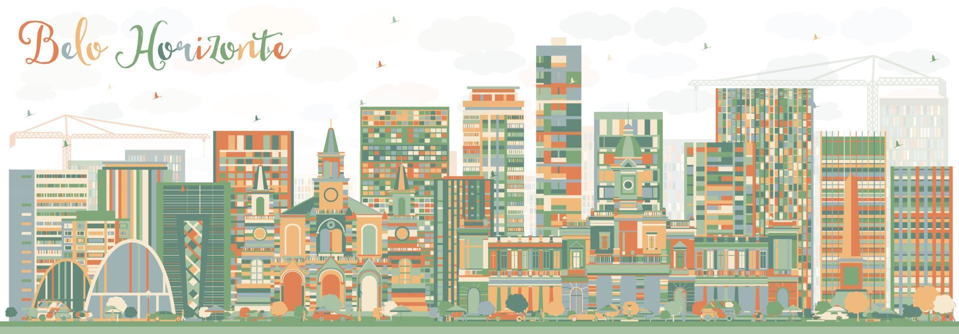 Abstract Belo Horizonte Skyline with Color Buildings. vector