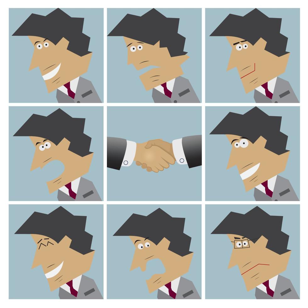 Businessman facial emotions vector