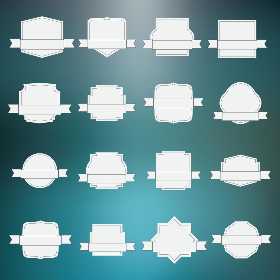 set of elegance blank grey labels with border and ribbon vector