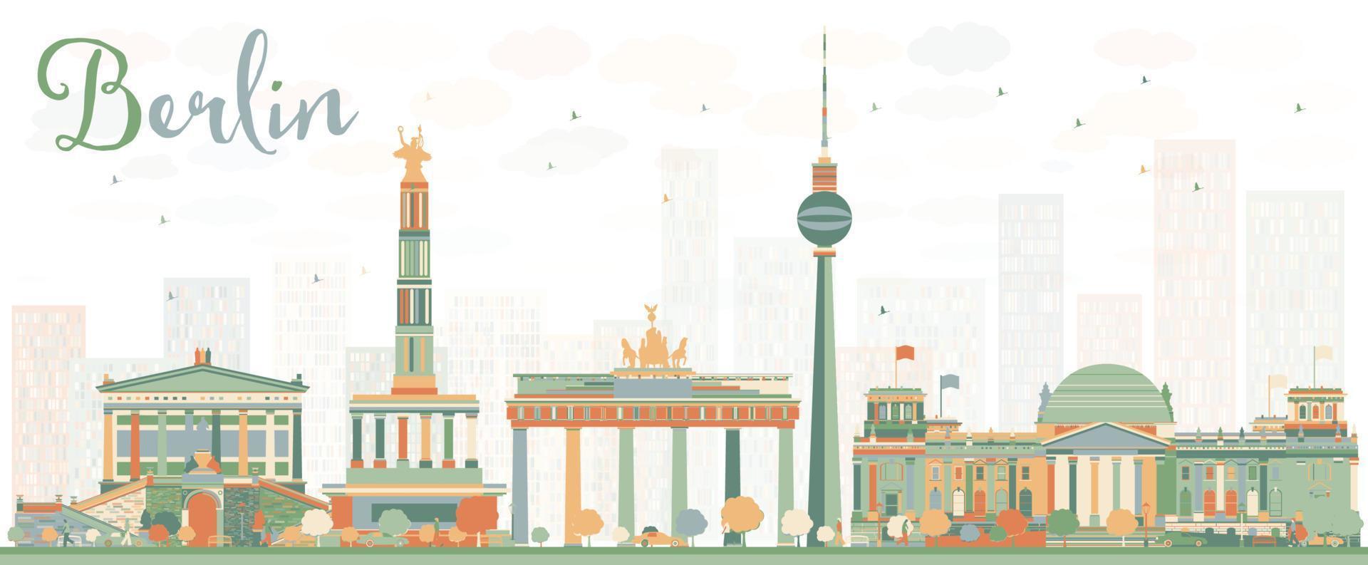 horizonte abstracto de berlín con edificios de color. vector