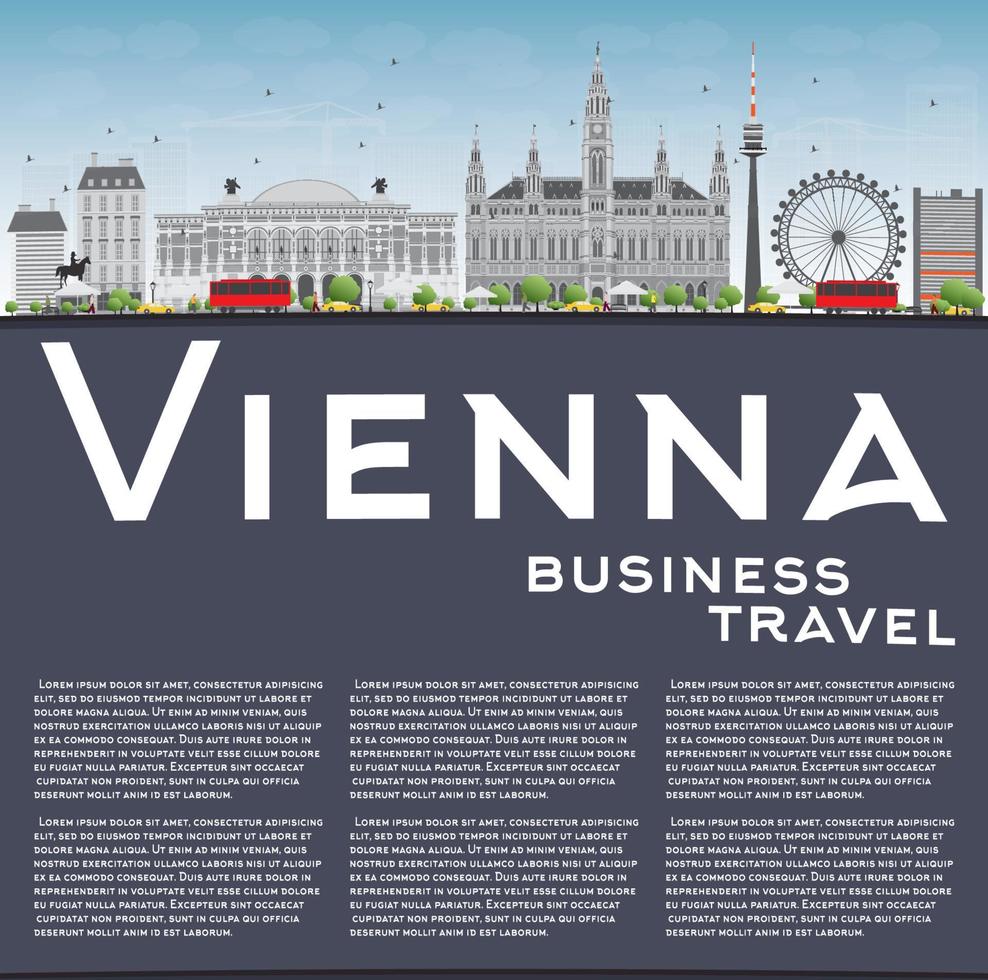 Vienna Skyline with Gray Buildings, Blue Sky and Copy Space. vector