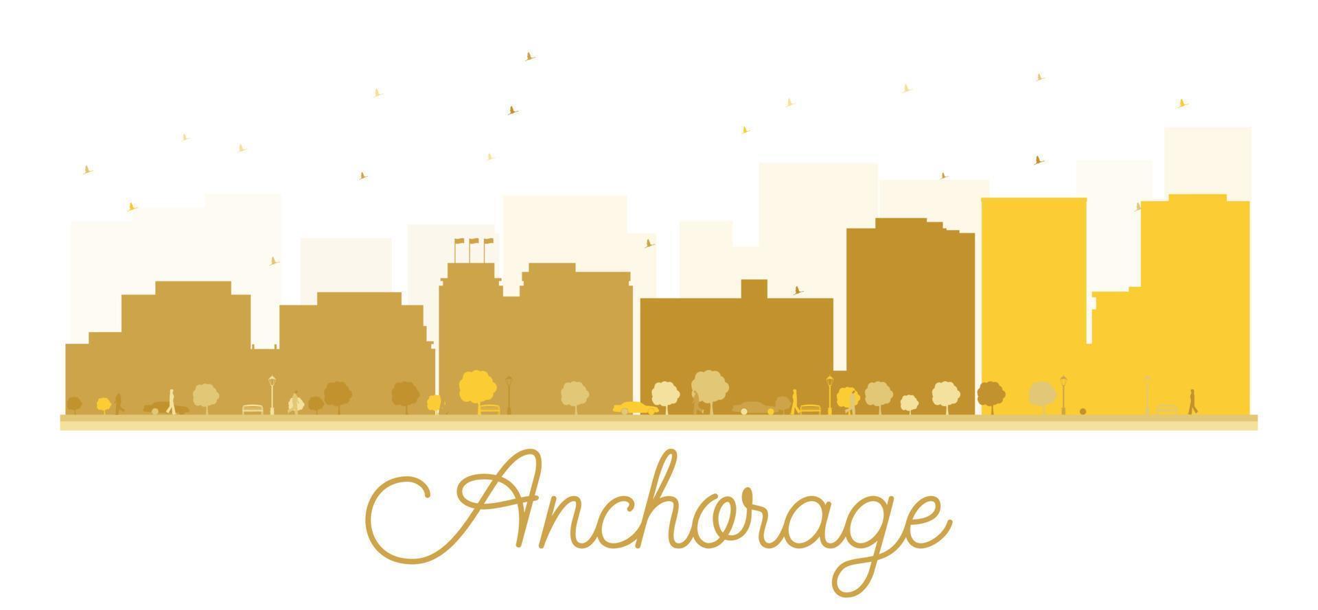 Anchorage City skyline golden silhouette. vector