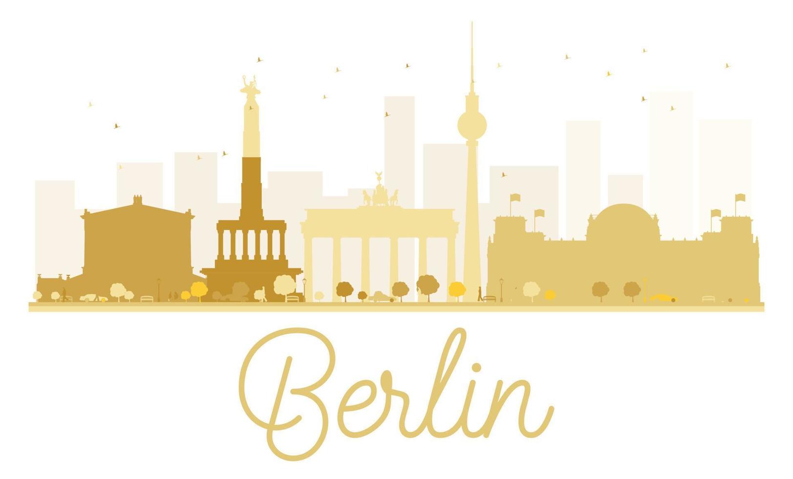 silueta dorada del horizonte de la ciudad de berlín. vector