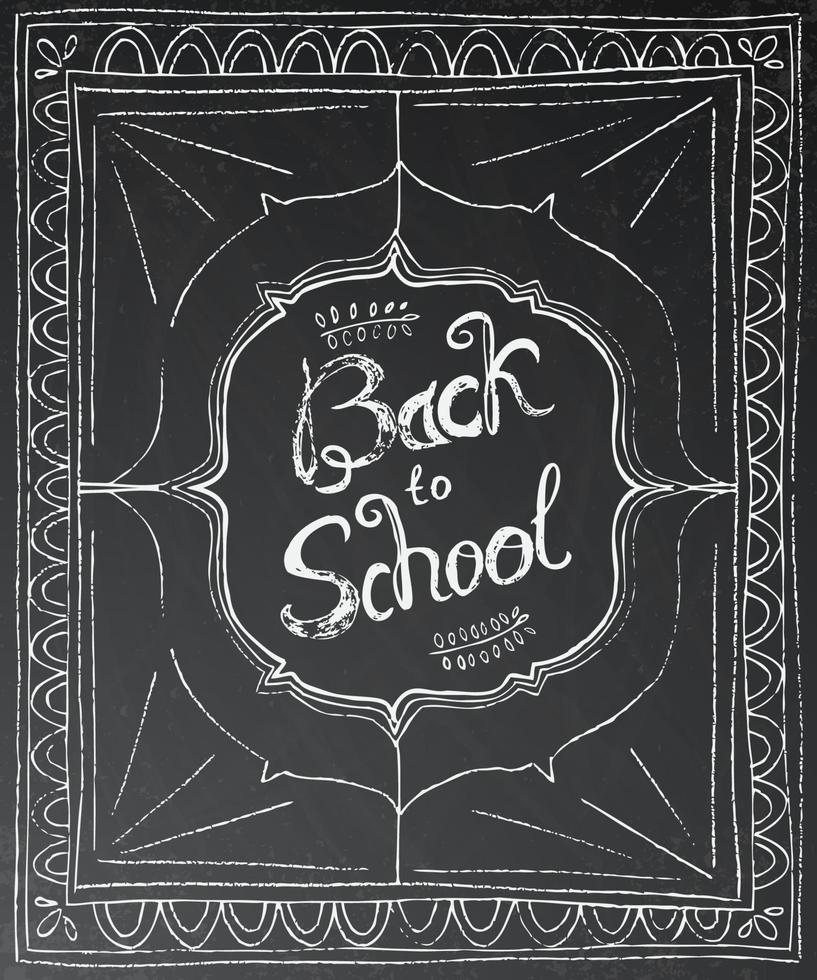 Back to school chalk lettering on black background. vector