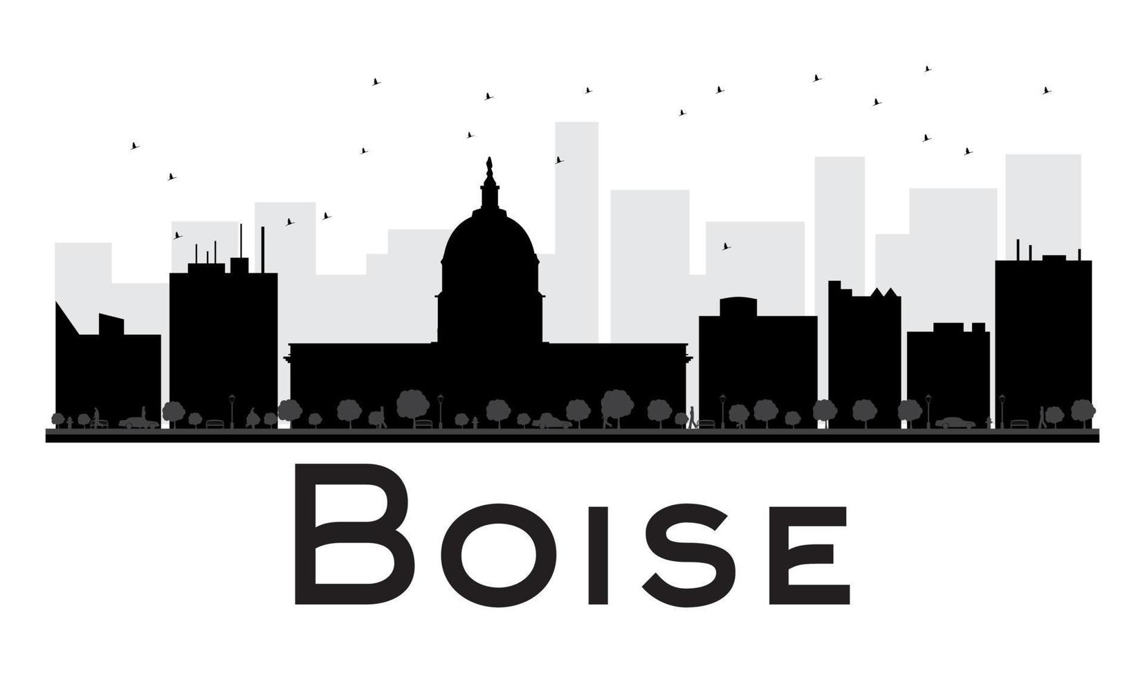 Boise City skyline black and white silhouette. vector