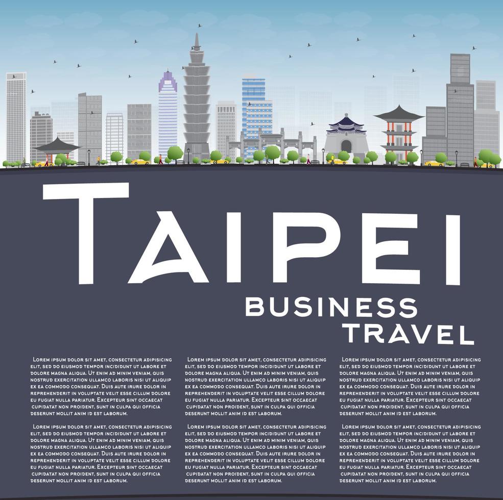 Taipei skyline with grey landmarks, blue sky and copy space. vector
