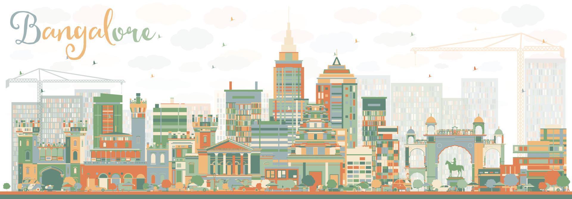Abstract Bangalore Skyline with Color Buildings. vector
