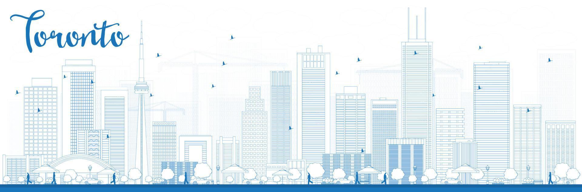 Outline Toronto skyline with blue buildings vector