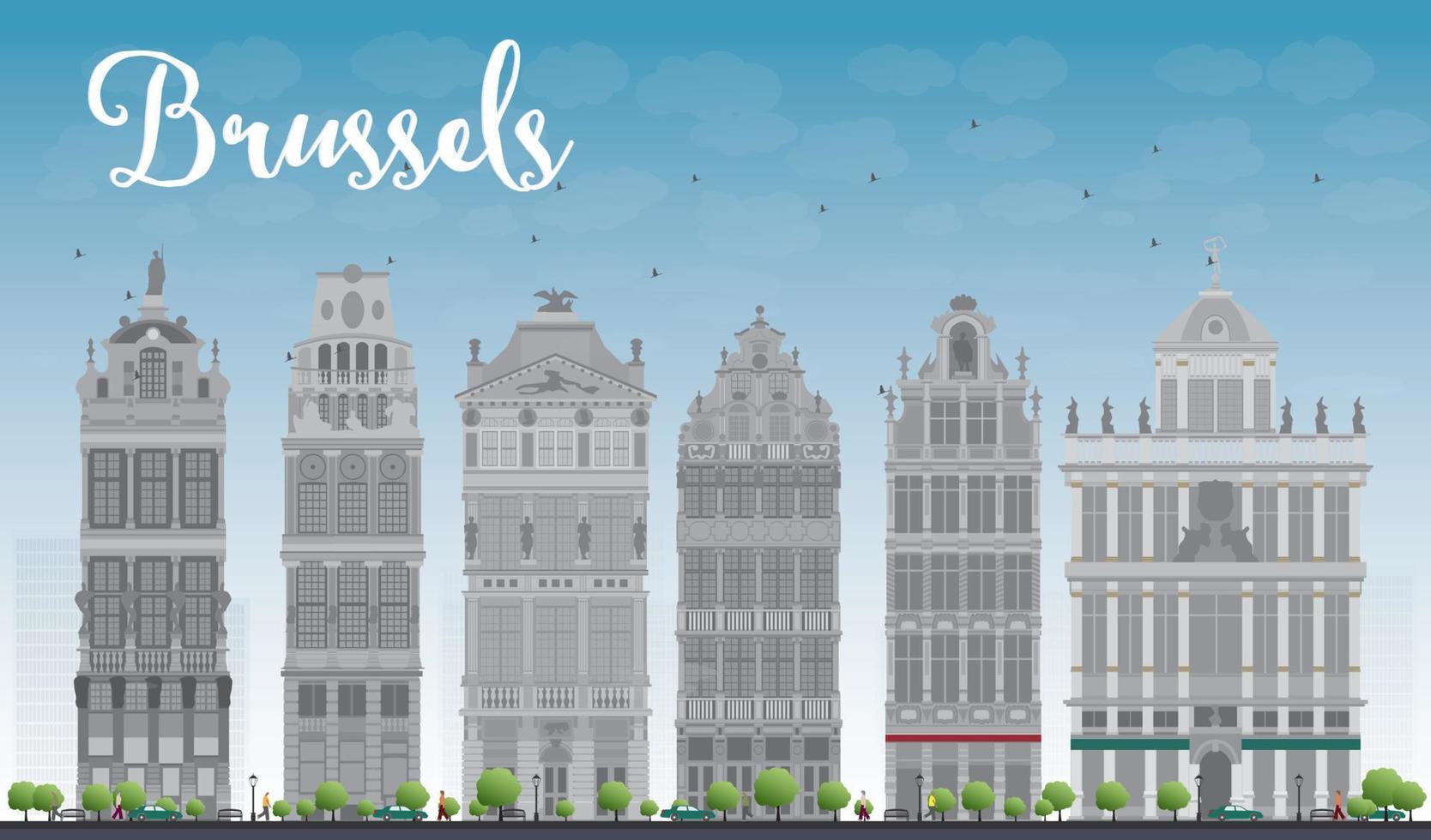 horizonte de bruselas con edificios ornamentados de grand place vector