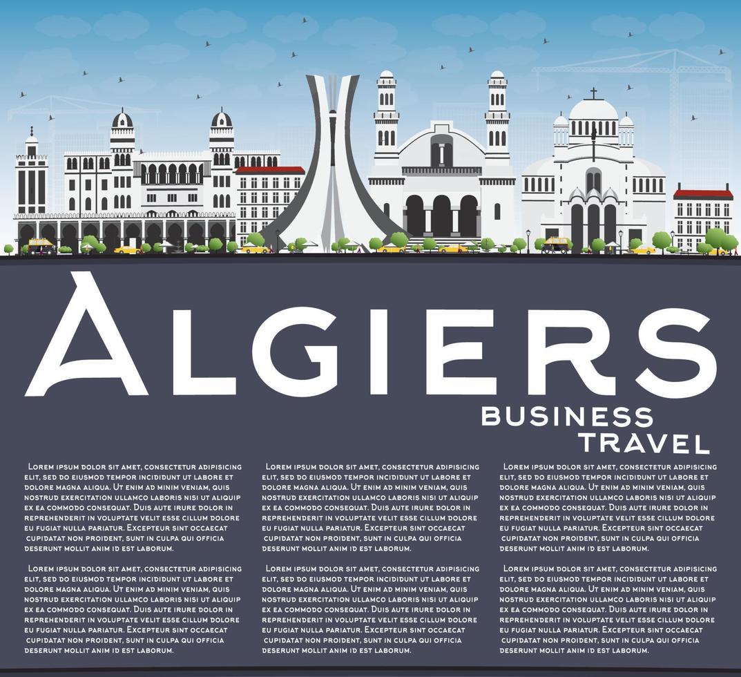 Algiers Skyline with Gray Buildings, Blue Sky and Copy Space. vector