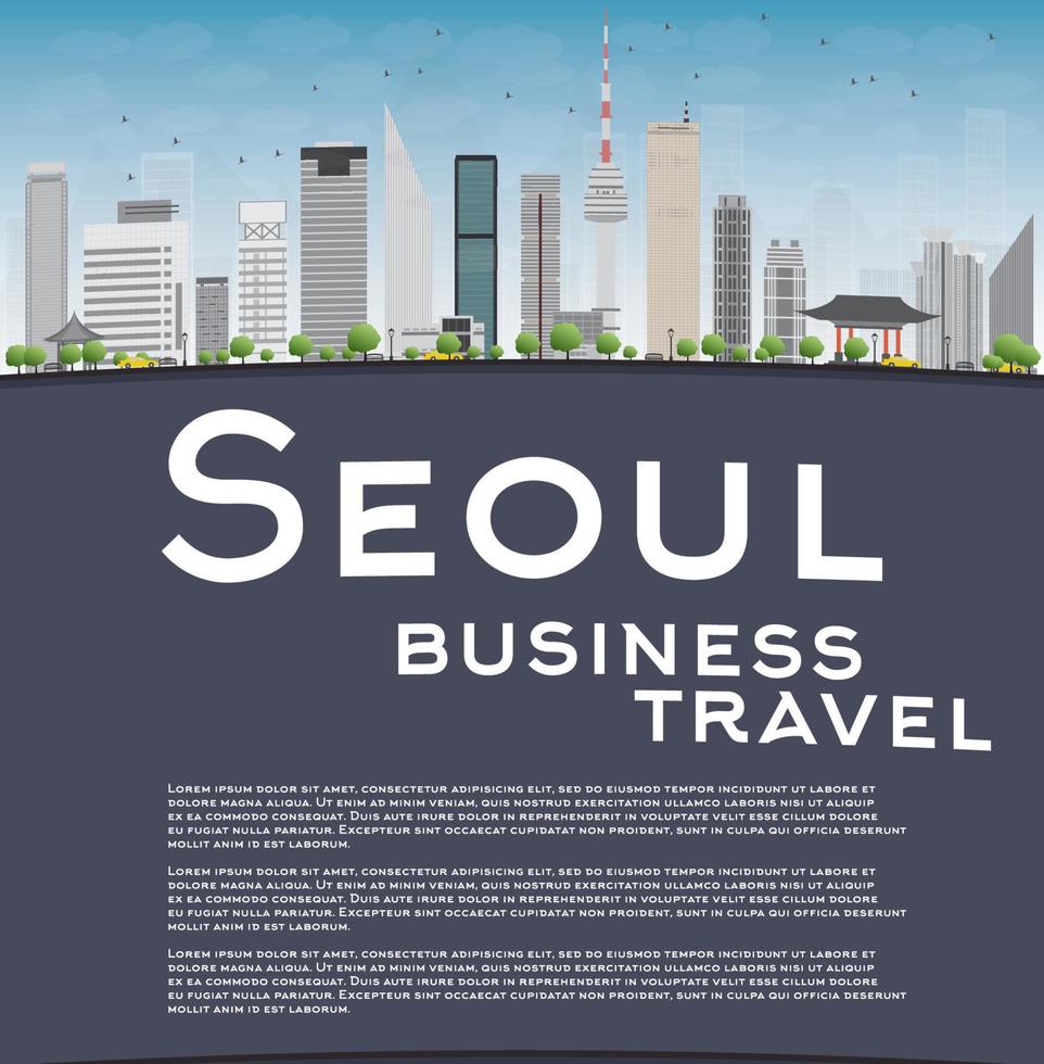 Seoul skyline with grey building, blue sky and copy space vector