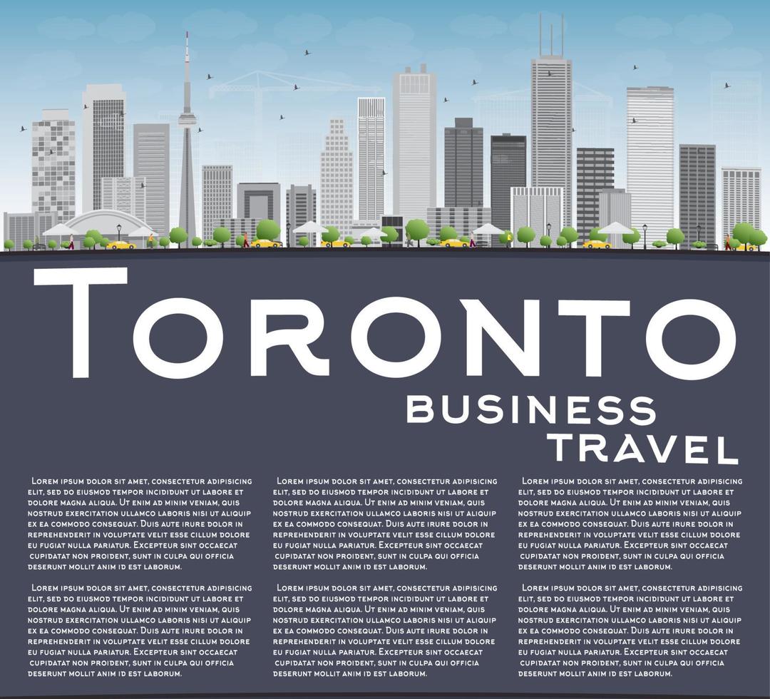 Toronto skyline with grey buildings, blue sky and copy space. vector