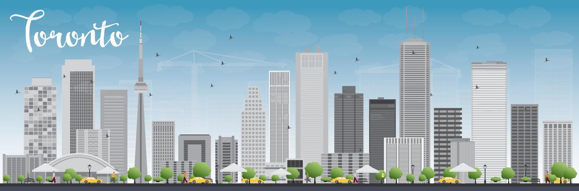 Toronto skyline with grey buildings and blue sky. vector