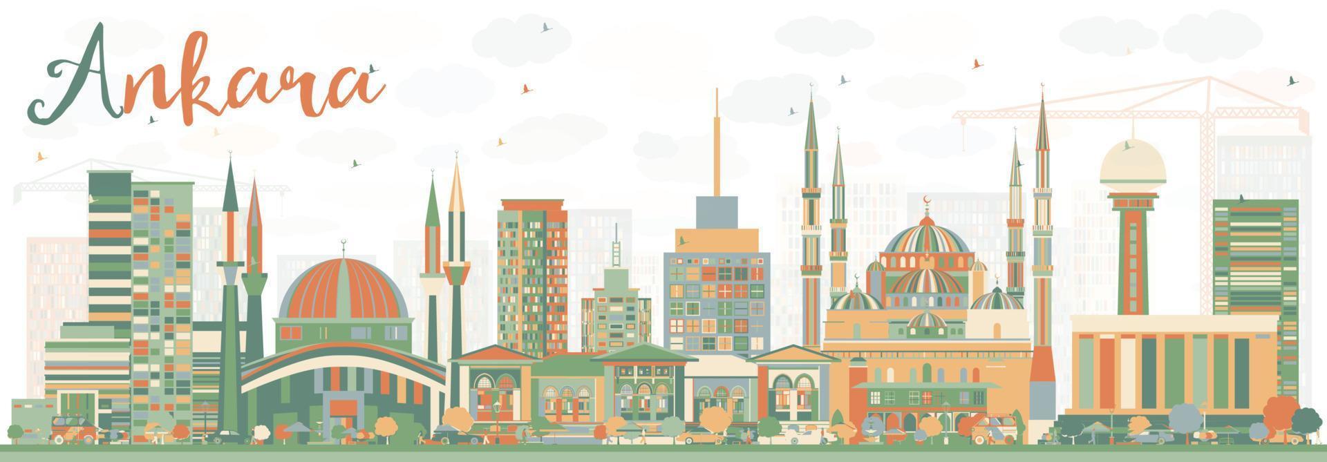 Abstract Ankara Skyline with Color Buildings. vector