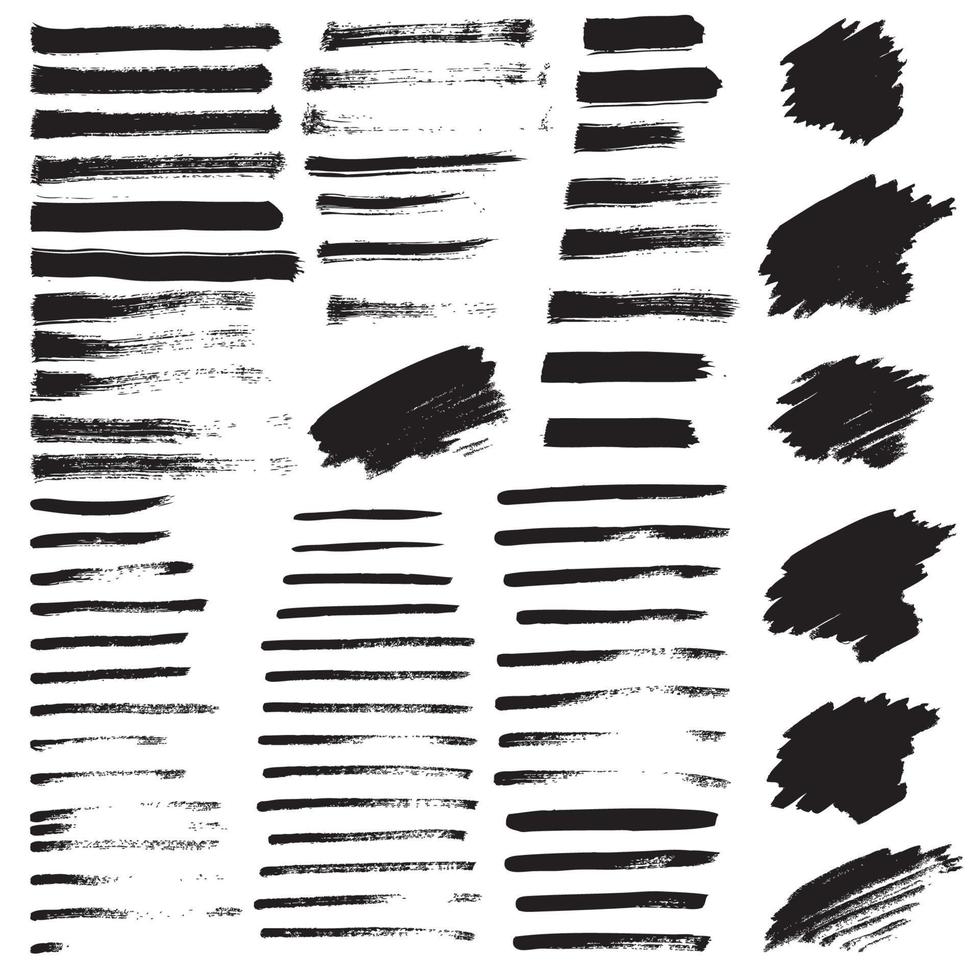 Set of different grunge brush strokes and stains. vector